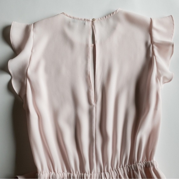 Aritzia Babaton Blush Pink Ruffle Sleeve Tie Waist Knee Length Dress Size XS - Picture 8 of 15
